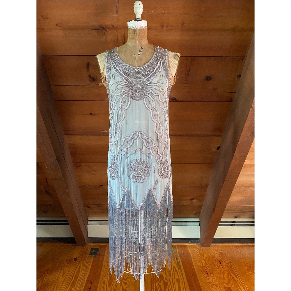 1920s style beaded deco flapper dress